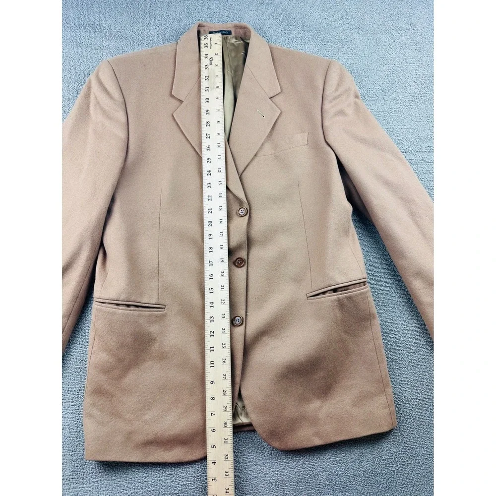 Vintage LEVETI Blazer Men 44R Tan Wool Cashmere Italy 3-Button Sport Coat Office